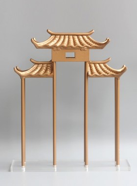 现代新中式屋檐建k筑摆件铁艺酒店餐厅书房样板间玄关装饰工艺摆