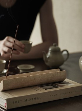 大理石线香香插家用室内复古中式檀香禅意高级感创意熏.香底座托