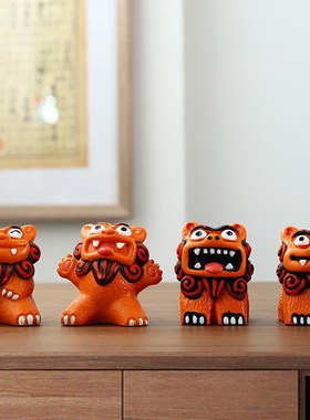 国潮创意可爱狮子小摆q件家居客厅酒柜架茶几办公室桌面装饰品礼