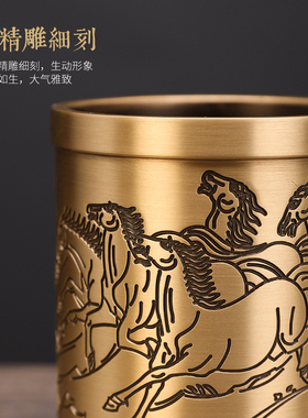 纯铜笔筒摆件文房l四宝办公用品年会商务礼品送领导办公室装饰摆