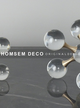 现代轻奢水晶摆件创意几何多分子软装饰品家居样板房间Y售楼处摆