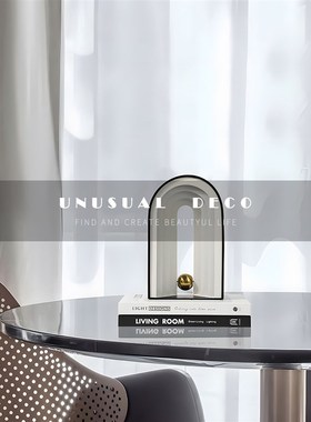 北欧现代轻奢白色金属拱门金球摆件客厅书房电Q视柜玄关样板间饰