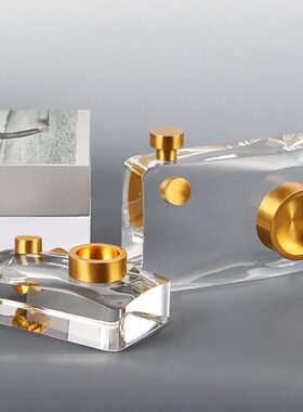 北欧风现代轻奢样板间酒店卧室书房水晶照相机创意装饰拍摄摆件