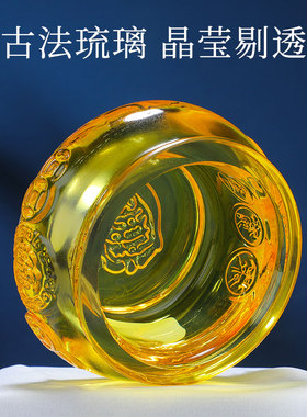 藏式家用琉璃聚宝k盆摆件五路财神聚宝盆金元宝收纳居家摆件聚宝