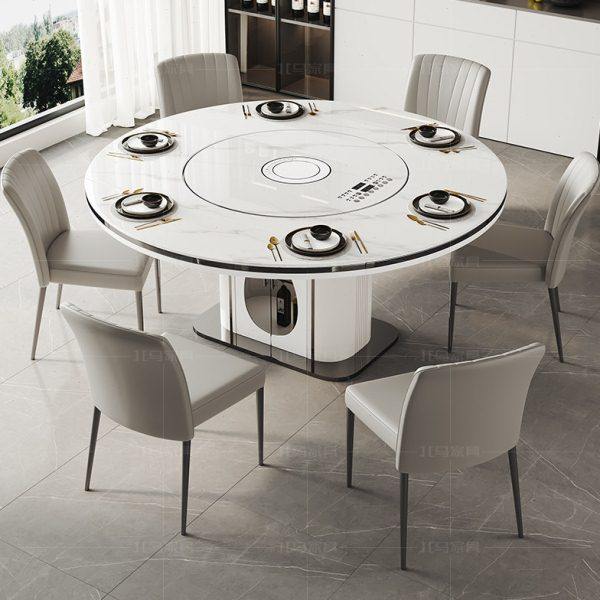 岩板餐桌椅组合可折叠伸缩带暖菜电磁炉转盘多功能饭桌现代简约,淘宝优惠券,粉丝福利购,淘宝优惠卷
