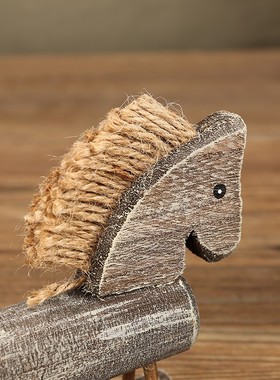 小摆件木马摆设创意手工木制x品桌面木质复古家居房间装饰木头工