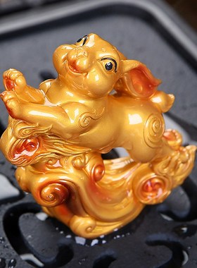 十二生肖兔家居摆件创意客厅办z公室茶室桌面装饰摆件茶宠可养变