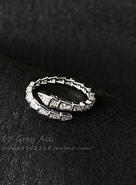 微镶锆石精致蛇形戒指女轻奢高级感开口可调N指环超闪高级感食指