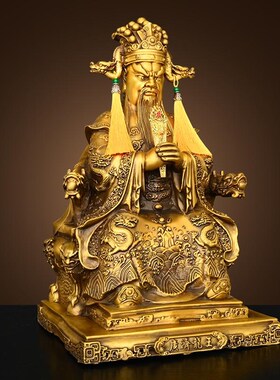 纯黄铜广济龙王龙五爷像持令牌居家供奉祠堂五台山龙五爷铜佛像大