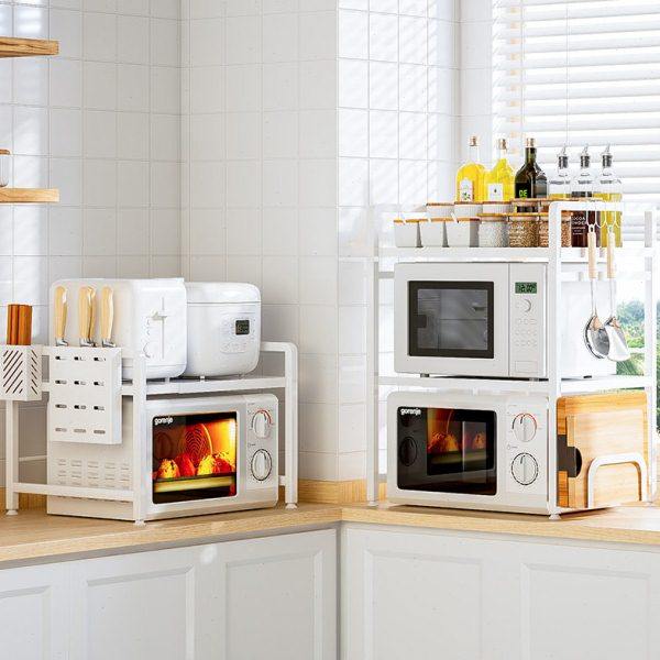 可伸缩厨房置物架微波炉烤箱架子家用双层台面桌面电饭锅支架收纳,淘宝优惠券,粉丝福利购,淘宝优惠卷