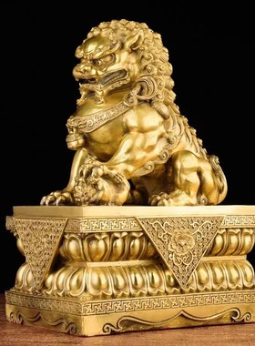 纯铜狮子b摆件一对北京狮铜狮子大号宫门狮家居装饰品