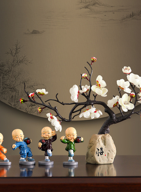 禅意四不小和尚家居办公桌装饰摆A件玄关客厅酒柜博古架治愈小物