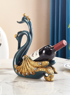 欧式创意天鹅红酒架装饰摆件简约现代家居酒O柜客厅葡萄酒架礼物