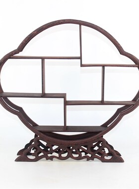 博古架实木仿古摆件鸡翅木多宝架茶G壶座摆架饰品架红木工艺礼品