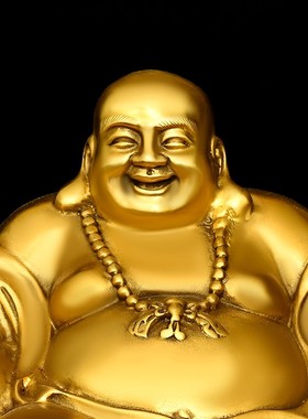 弥勒佛摆件纯铜托宝佛坐钱袋佛家居办公室店铺装饰U笑纳八方大肚