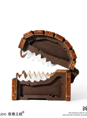 小心被咬!怪物宝箱收纳盒子H木质 创意工艺品摆饰