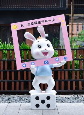 商业街商场创意卡通动物休闲座椅玻璃钢雕塑户外落地迎宾装饰摆件