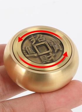 仿海柳转钱手把件 牛角手把件 纯铜转钱转钱手把件夜光树脂工艺