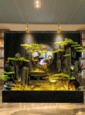 水幕墙流水屏风隔断酒店公司阳台假山喷泉风水轮摆件庭院户外装饰