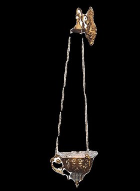 原创中古欧式纯黄铜雕花装饰法式香薰烛台扩香器装V饰悬挂吊蓝花