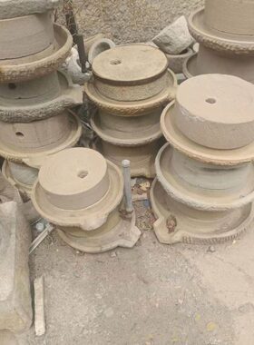 怀旧老物件小石磨推磨石户外摆件装饰道具