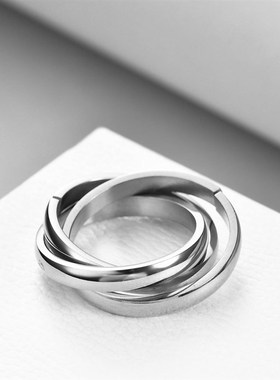 三色三环戒指男女气质高级感钛钢指环装腔启示录蔡Y文静同款对戒