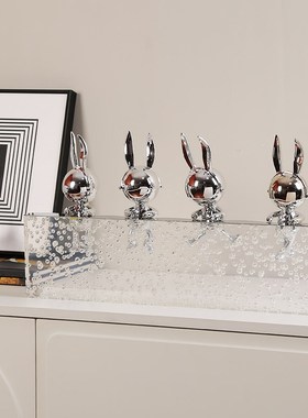 卡通潮玩树脂长耳兔子摆件现代简约客厅样板房儿童房W玄关装饰送