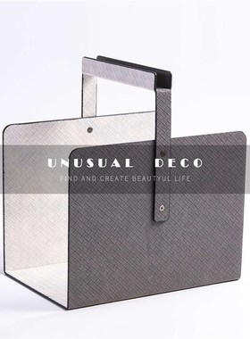 极简现代样板f间米白皮革手提收纳托盘书房餐厅客厅样板房间摆件