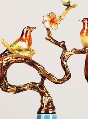 新中式轻奢陶f瓷珐琅彩葫芦茶几装饰品客厅玄关摆件高档办公室摆