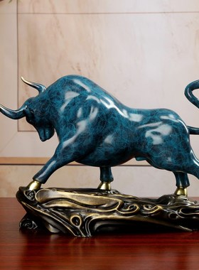 新中式扭转乾坤牛玄关摆件家居客厅电视柜铜牛艺V术品家居装饰品