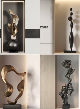 不锈钢雕塑抽象艺术摆件酒w店大堂售楼处会所装饰品家居工艺品