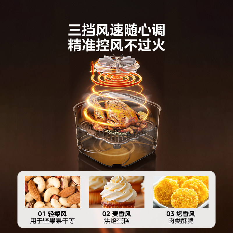 美的空气炸锅免翻面智能触控可视炸烤箱大容量6.5L烹饪机KZC6517,淘宝优惠券,粉丝福利购,淘宝优惠卷