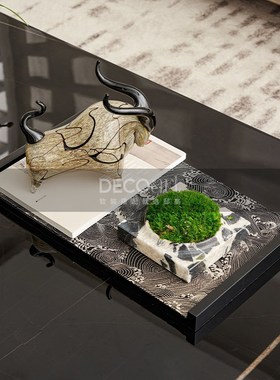 邸高家居样板间托盘香薰摆件现代新中式客厅茶几桌面装.饰组合搭