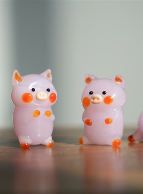 淄博琉璃粉色小猪车载桌面摆件可爱治G愈小猪公仔汽车装饰生日礼