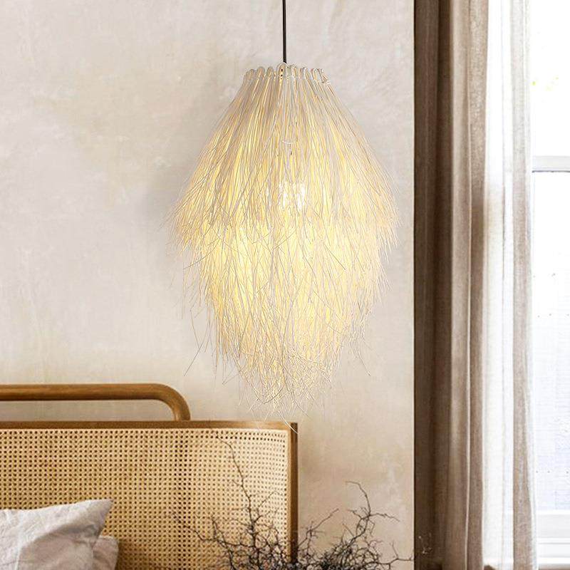 田园风玉米须吊灯竹编藤艺编织灯农家餐厅现代简约鸟巢led吊灯,淘宝优惠券,粉丝福利购,淘宝优惠卷