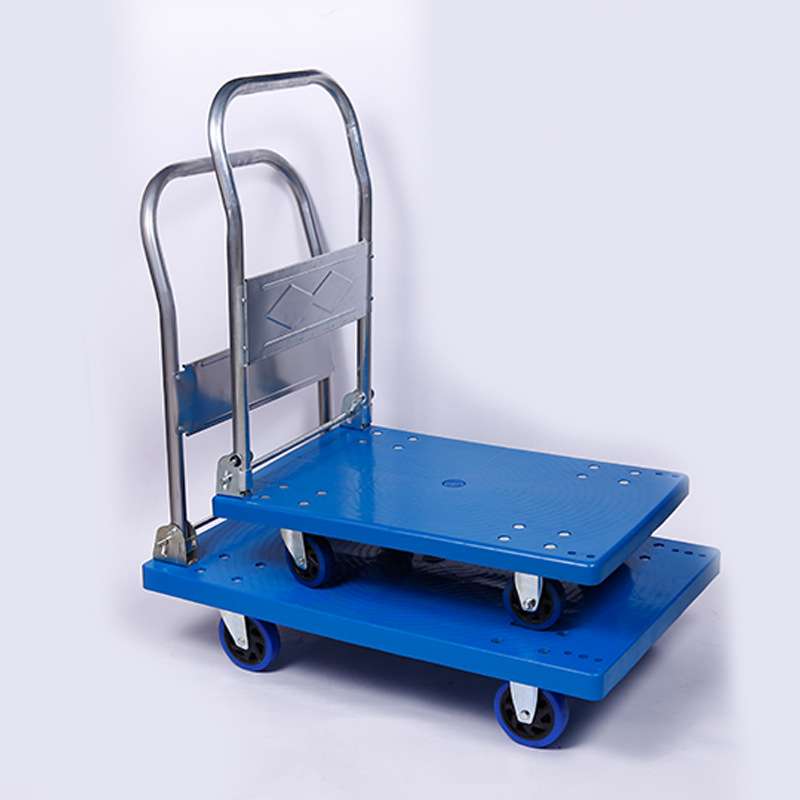生产塑料折叠平板车含静音轮子48*75 60*90仓库手推车铁小推车 - 图0