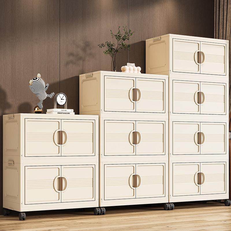 25年新款收纳柜子PP家用卧室免安装折叠多层带轮收纳置物柜储物柜,淘宝优惠券,粉丝福利购,淘宝优惠卷