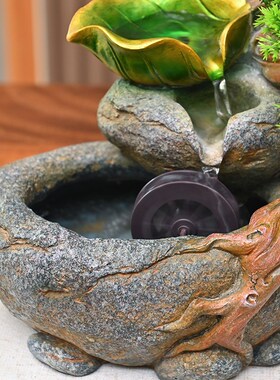 假山流水摆件循环水景观s小型喷泉办公室桌面家居T客厅电视柜装饰
