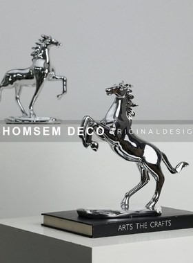 新中式客厅书房博古架马到成功马摆件样板K间新居乔迁礼物软装饰