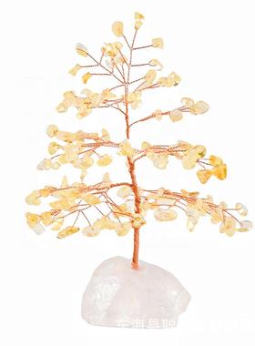 厂家直销天然原石底座水晶树发财树摇钱树原石工艺品办公室桌面摆