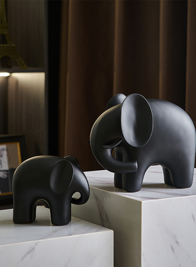 现代简约大象摆件一对客厅酒柜办公室装饰品摆设样板W房工艺品摆