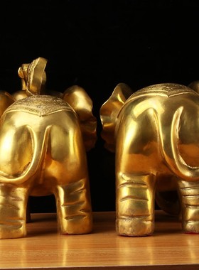 铜大象摆件e一对吸水象铜象工艺品店铺客厅开业礼品