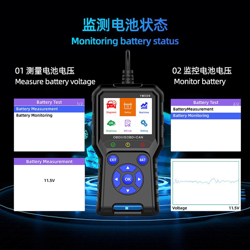 跨境YM509汽车诊断仪汽车故障诊断工具汽车发动机检测obd2 - 图2