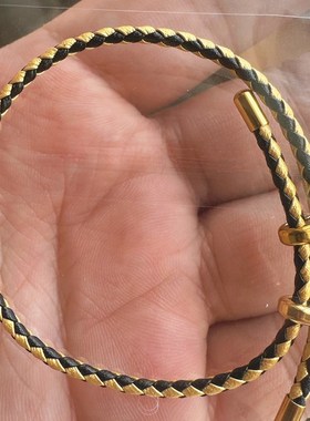 周家款皮绳羊皮转运珠手绳可调节细绳钢绳不锈R钢耐磨伸缩防水链