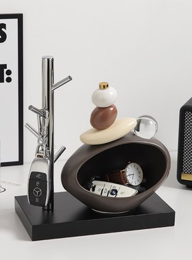 石来运转钥匙收纳玄关摆件入户客厅酒G柜电视柜家居装饰品乔迁礼