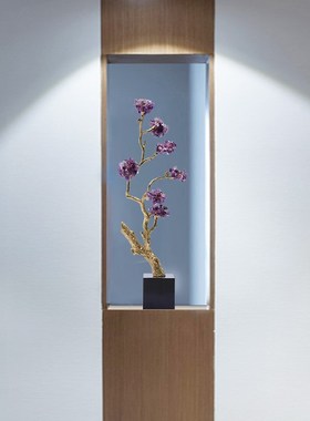 紫水晶招财摆件发财树现代轻奢电视柜台面高档玄关艺术Y软装装饰