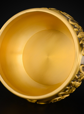 聚宝盆摆件黄铜客厅玄关招店铺前台工艺品财铜缸铜W制存钱罐大号