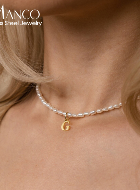 欧美轻奢字母项链金色女士锁骨链