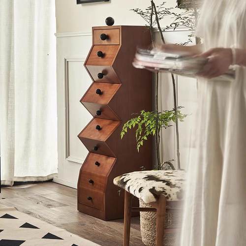 颐和斋全实木五斗柜不规则柜子法式中古风大小珠储物柜客厅置物柜 - 图2