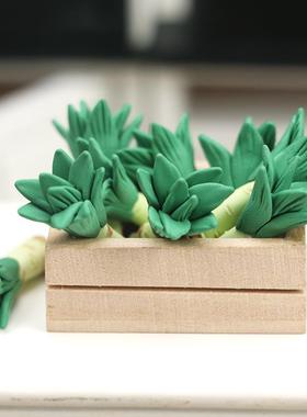 1：12迷你娃娃屋家具摆件手工粘土莴苣笋微缩厨房蔬菜模型仿真菜